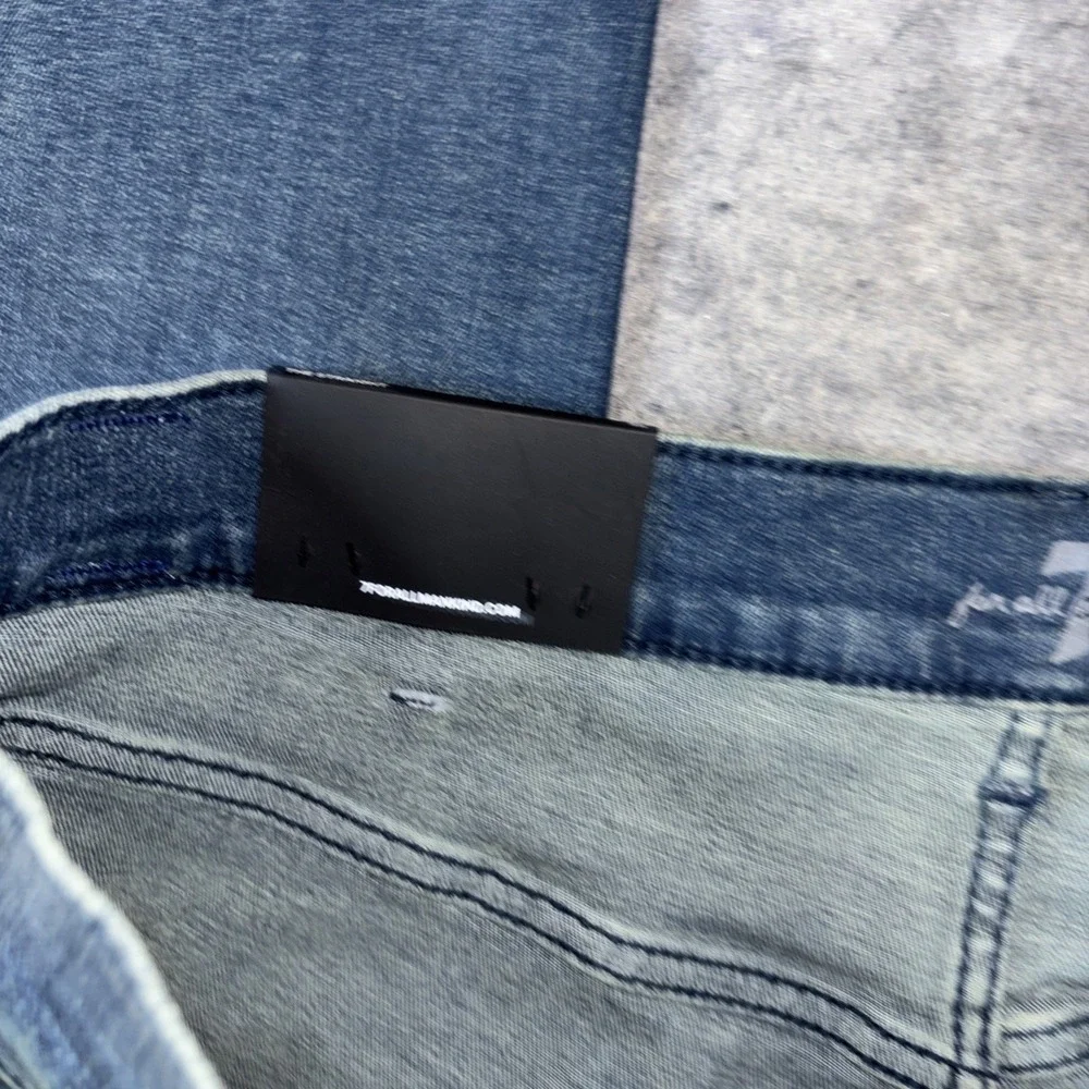 7 For All Mankind Jeans Mens 36x32 Blue The Straight Breckenridge Denim Stretch - Picture 5 of 11